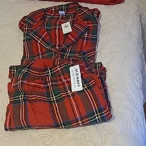 Old Navy Kids Red and Green Plaid Pajama Set